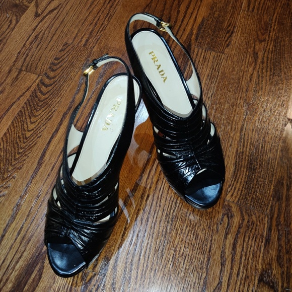 PRADA authentic black leather platform heels - Picture 1 of 7
